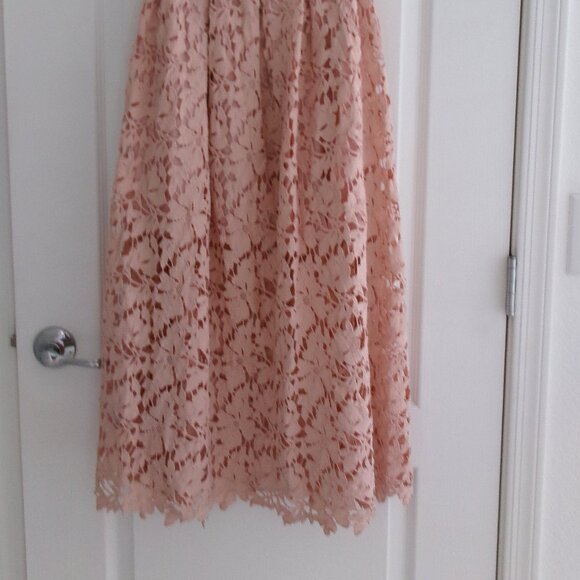ASTR The Label JOYCE Crochet Lace Midi Dress BLUSH Pink Corset Strappy Back XS - Picture 3 of 11